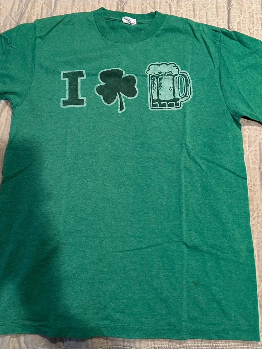 Green 'I Shamrock/Love Beer' Men’s Graphic Tee- Size- medium